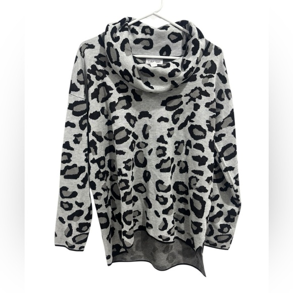 Calvin Klein Cowl Neck Acrylic Animal Print Leopard Print Pullover Sweater - Picture 1 of 7